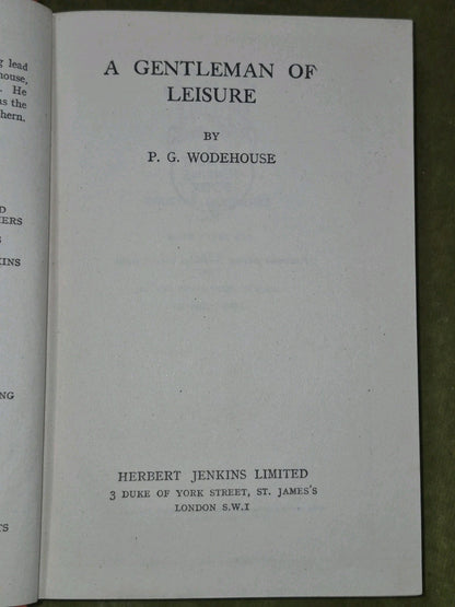 A Gentleman of Leisure Wodehouse First Edition Herbert Fourteenth Printing4