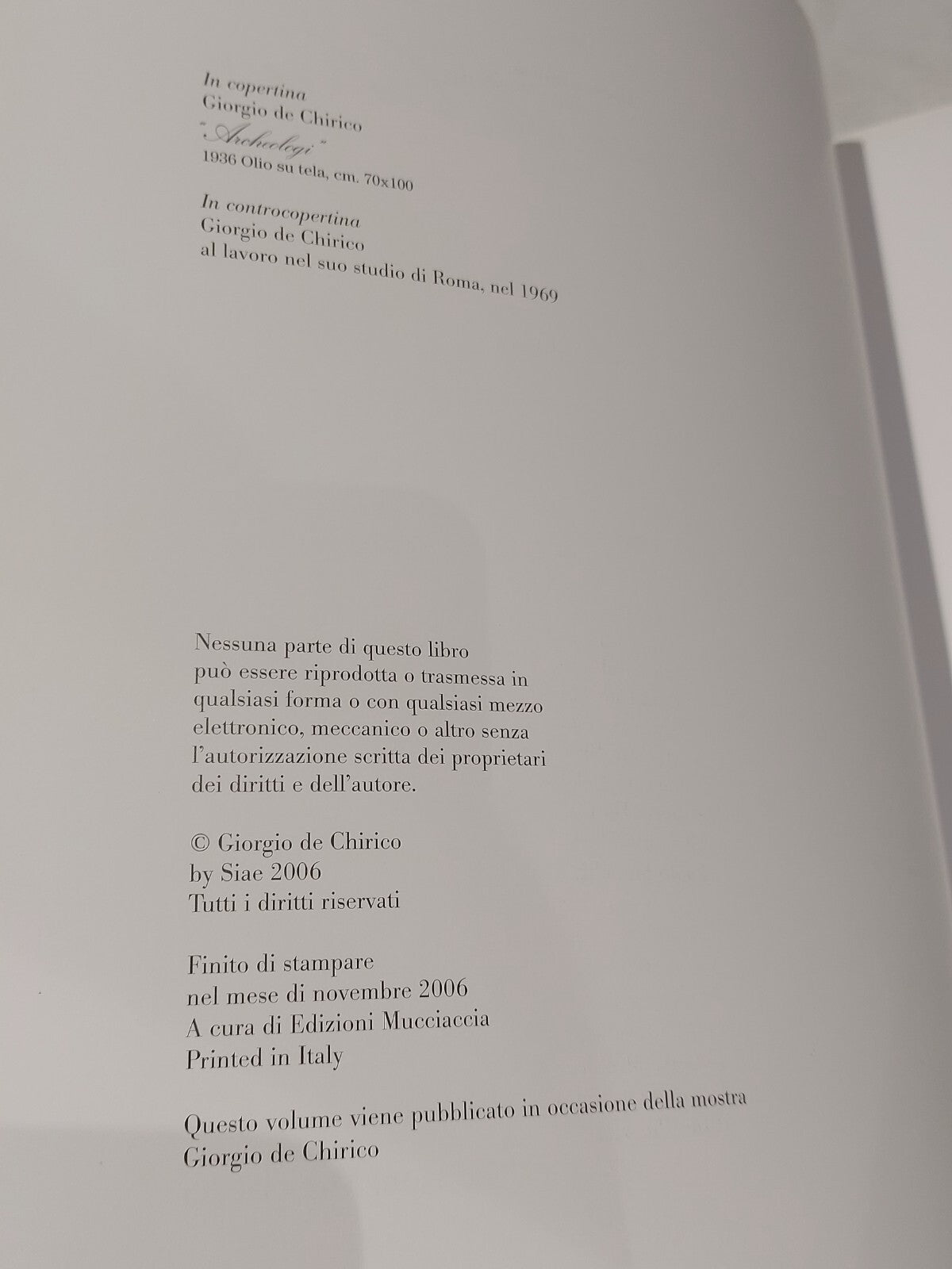 Giorgio De Chirico [Edizioni Mucciaccia] 2006 Hb Art Book3