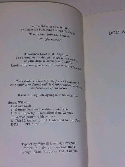 Dod And Davie From Max Und Moritz By Wilhelm Busch (1986) Pb Book3