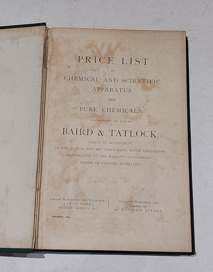 Chemical & Scientific Apparatus and Pure Chemicals, Baird & Tatlock (1894) Book2