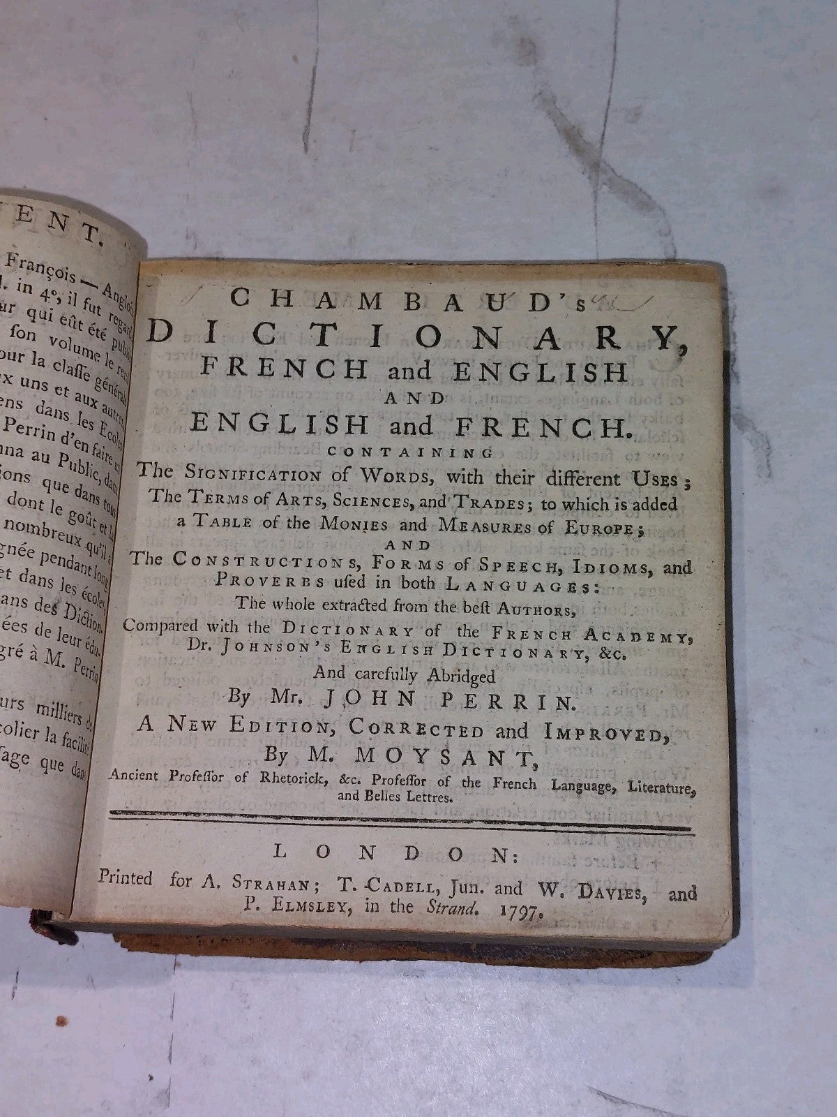 1797 Chambaud's Dictionary French and English, Perrin & Moysant Hb Book1