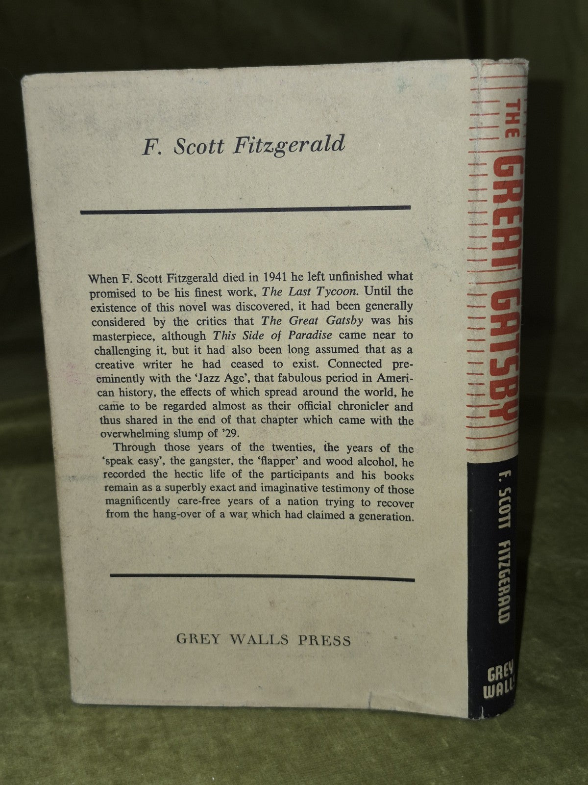 F Scott Fitzgerald The Great Gatsby 1948 The Grey Walls Press First Uk Edition1
