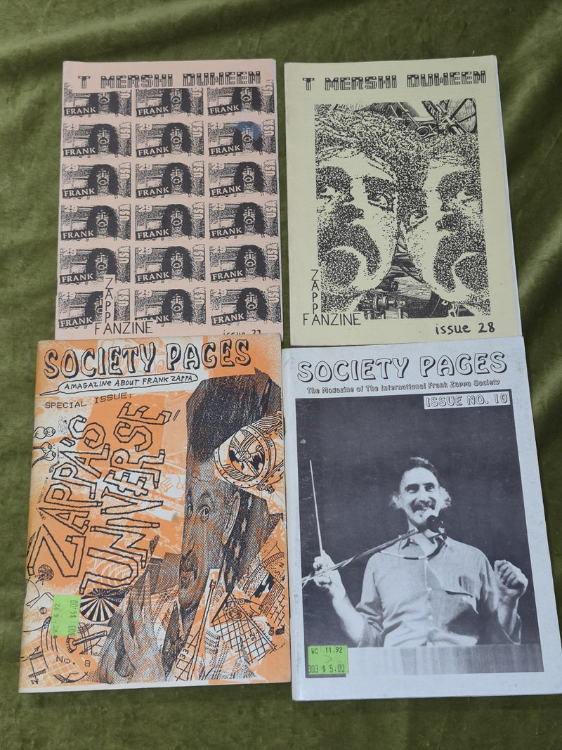 Frank Zappa Fanzines: Society Pages, T Mersh Duween #32, #28, #10, #80