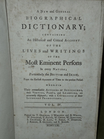 Biographical Dictionary Lives Writings Eminent Persons British and Irish IV 17615