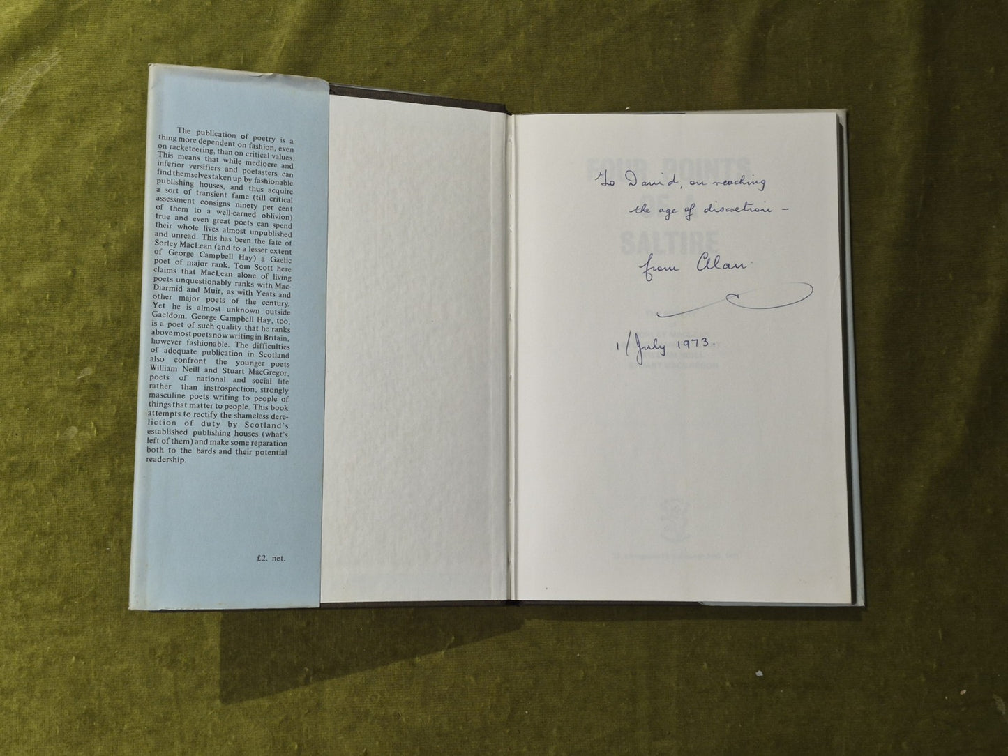 Four Points of a Saltire The Poetry of MacLean, Hay, Neill, MacGregor HC DJ4