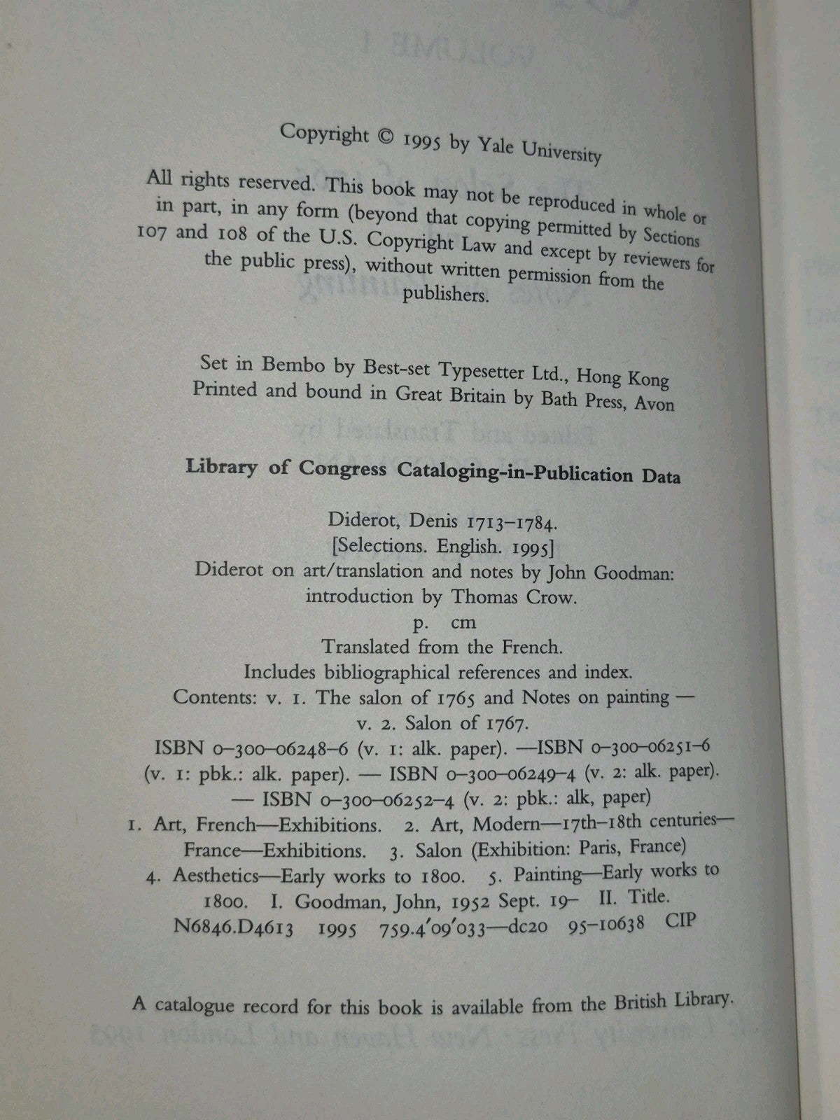 Diderot on Art I and II John Goodman Thomas Crow Salon of 1765 Notes on Painting3