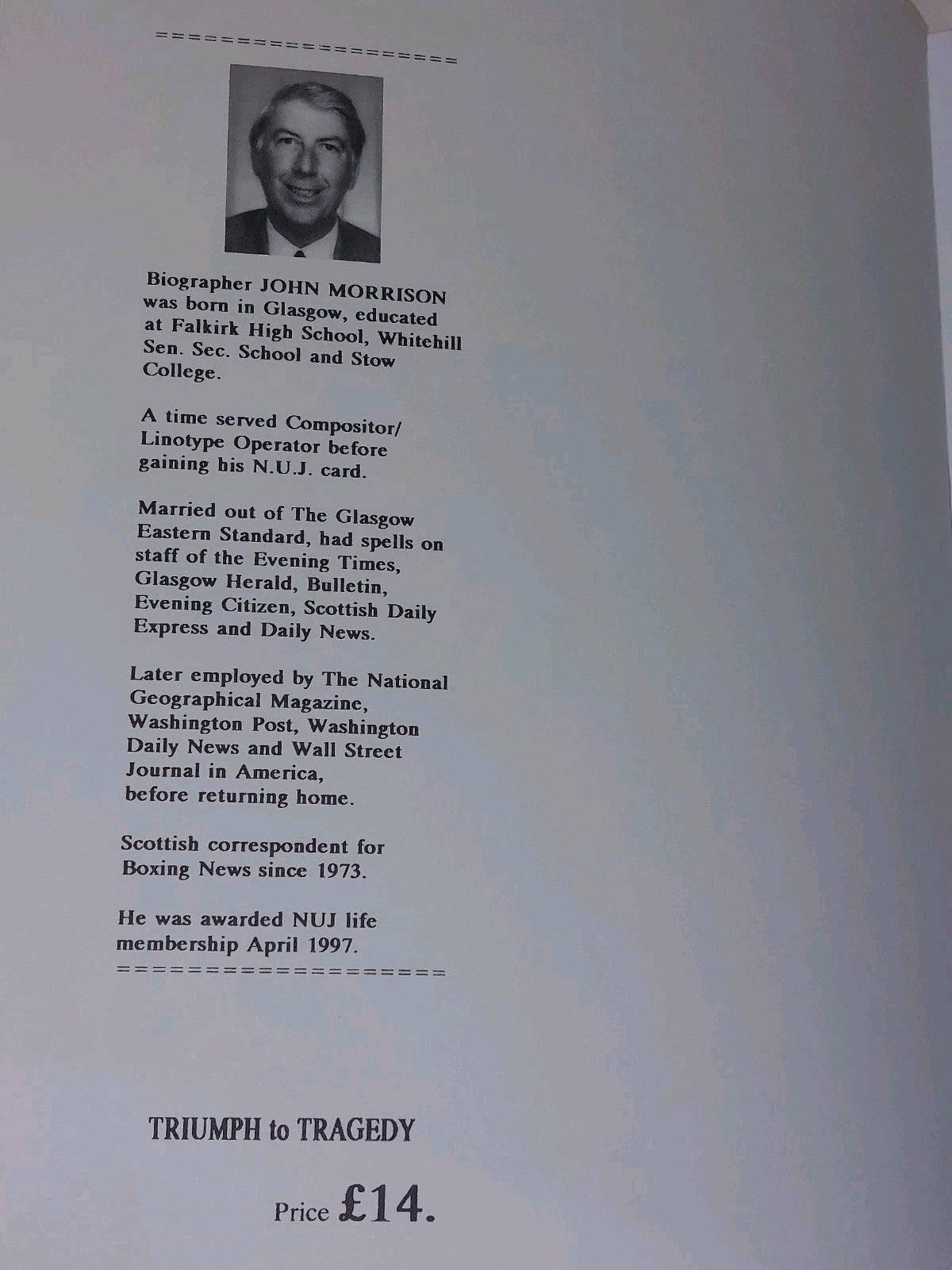 Triumph To Tragedy by John Morrison Jackie Paterson (2000)4