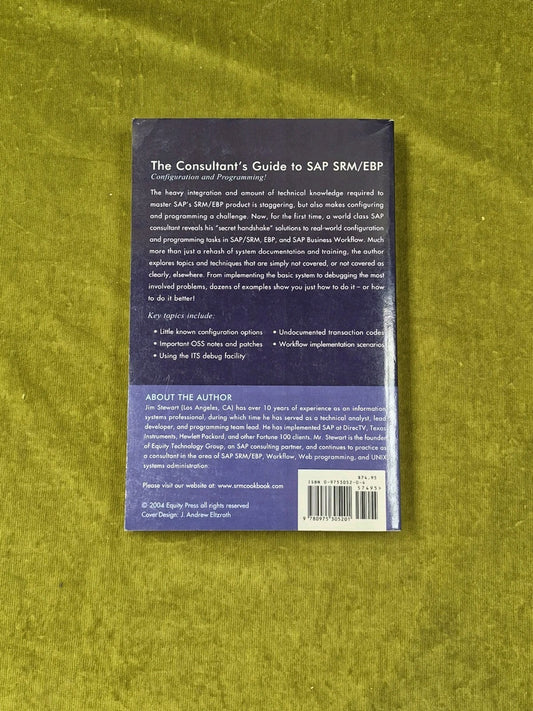SAP SRM Advanced EBP Cookbook - Jim Stewart , Equity 20041