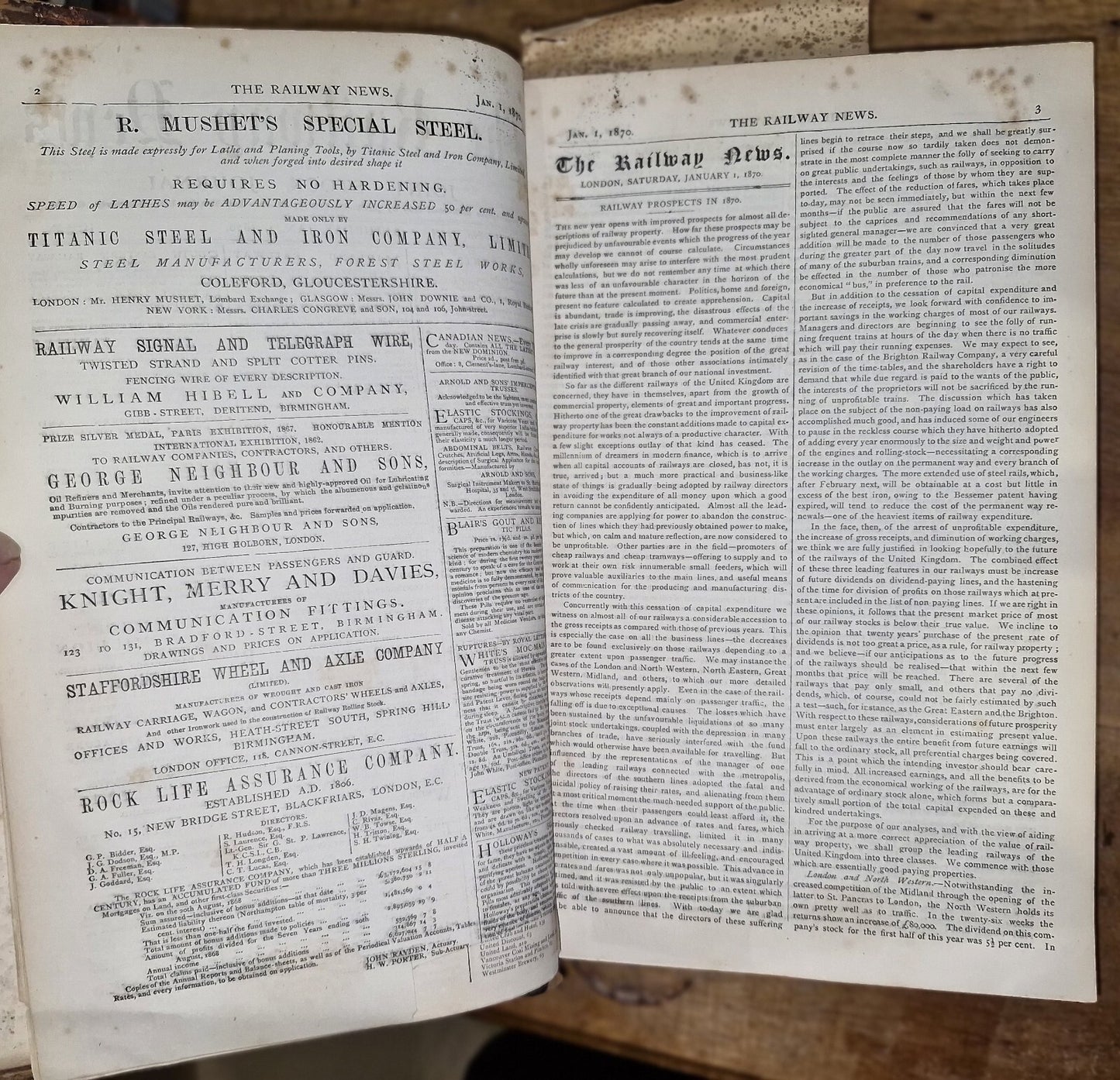 The Railway News For Year 1870 Large Leatherbound Summary Of Statistics & News 9