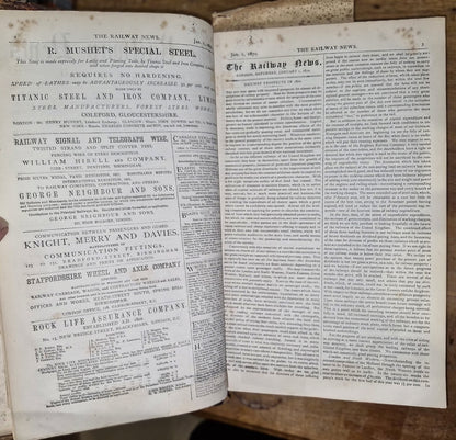 The Railway News For Year 1870 Large Leatherbound Summary Of Statistics & News 9