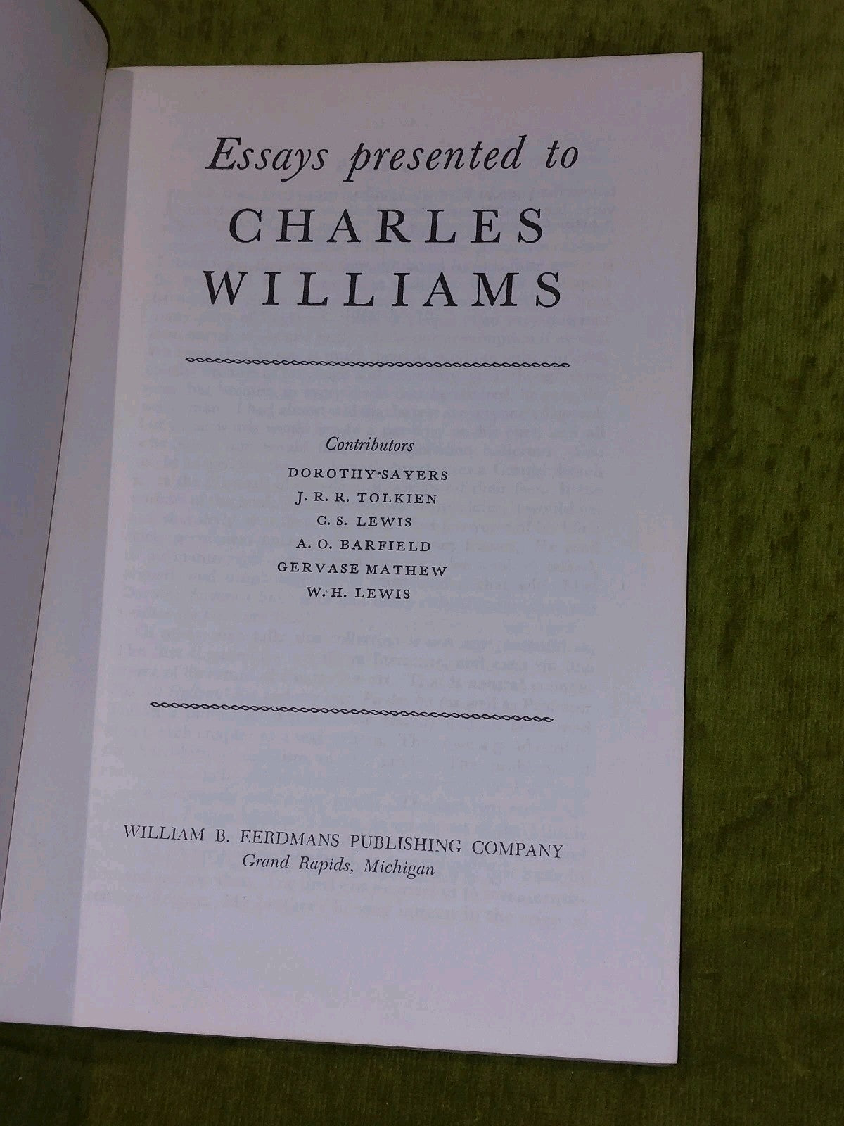 Essays Presented To Charles Williams By C S Lewis (1981) [Eerdmans] Pb Book2