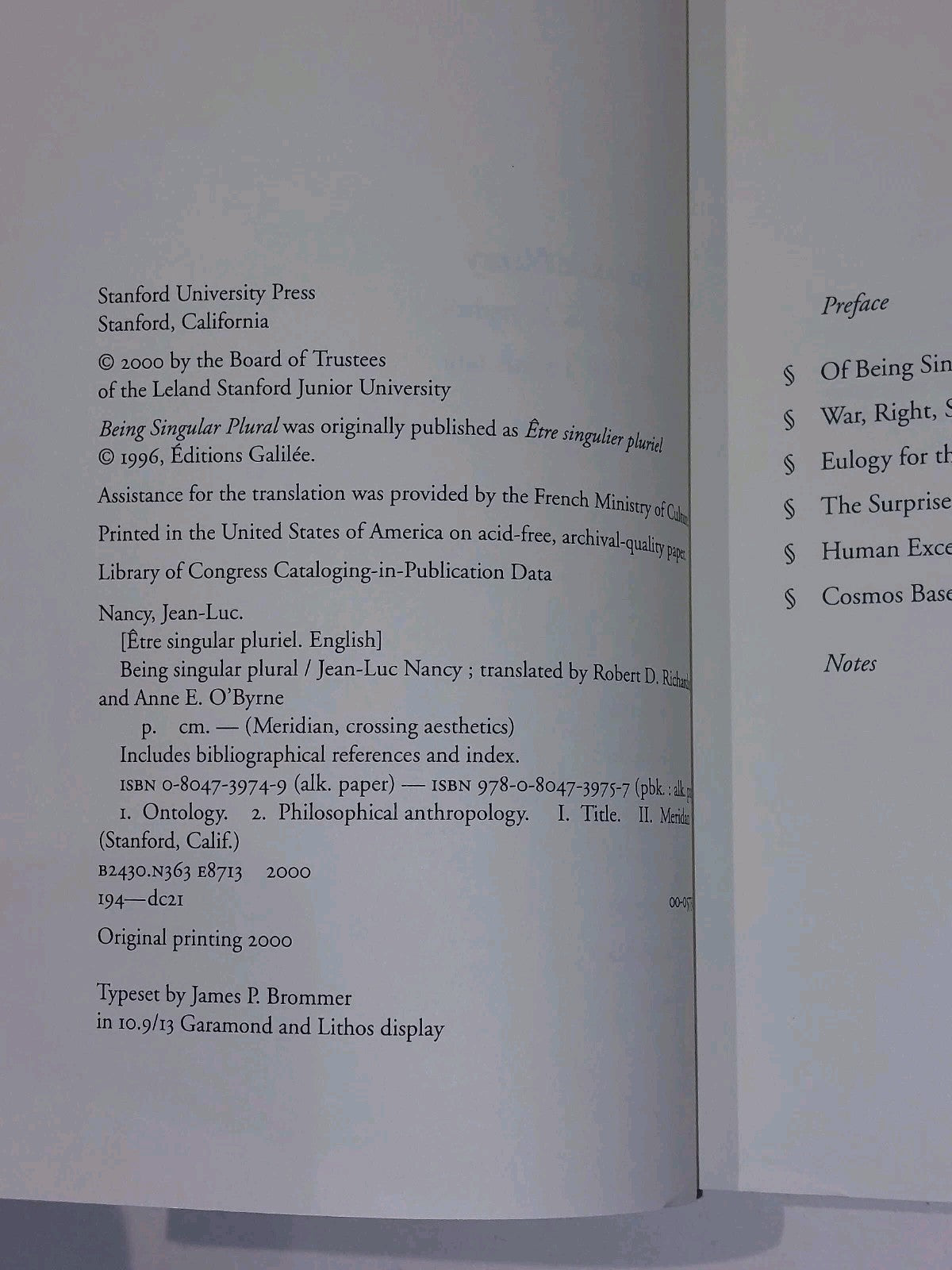 Being Singular Plural by Jean-Luc Nancy (2000)6