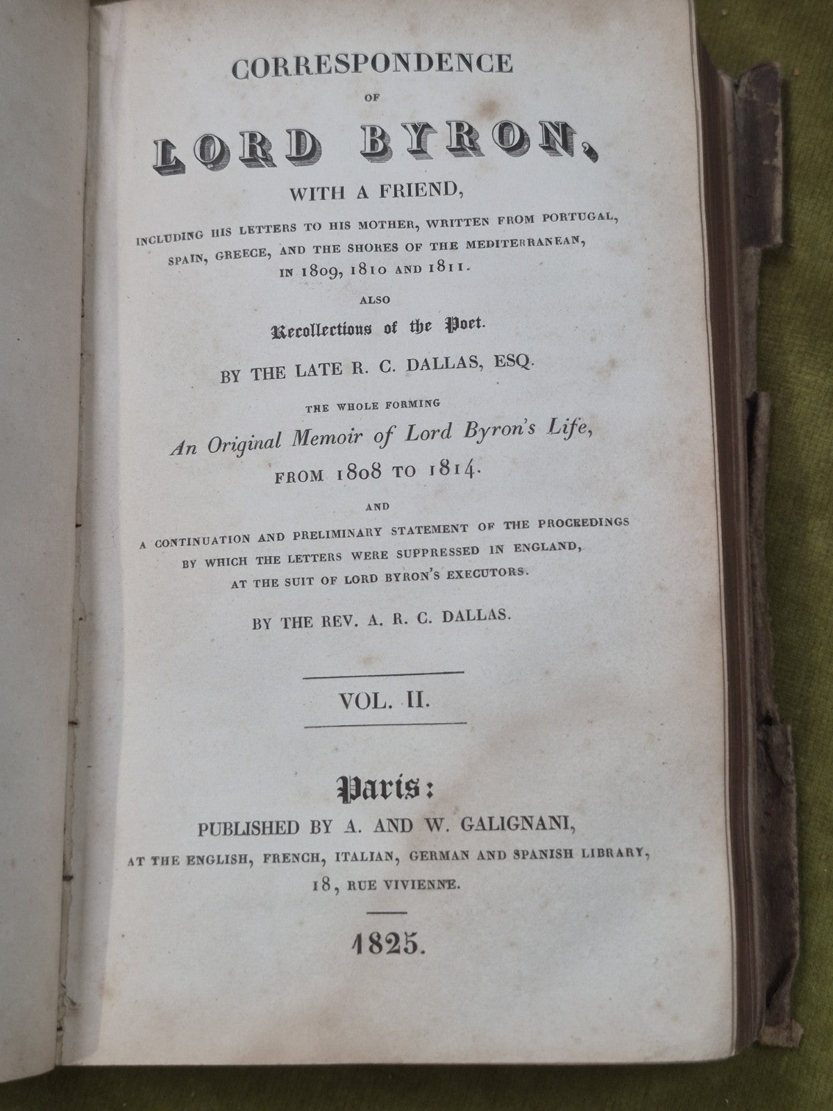 Correspondence of Lord Byron With a Friend 1825 Restoration Project Complete Set7