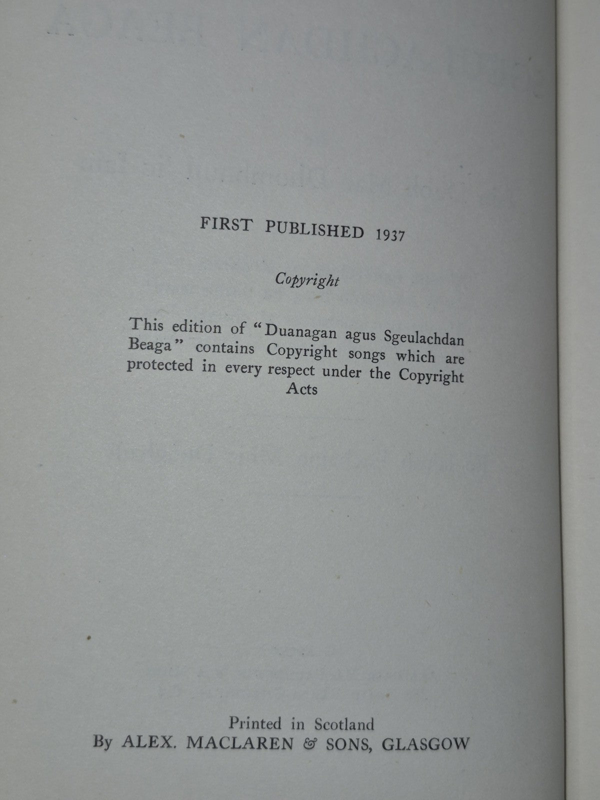 Duanagan Agus Sgeulachdan Beaga John Maclennan Storyettes 19374