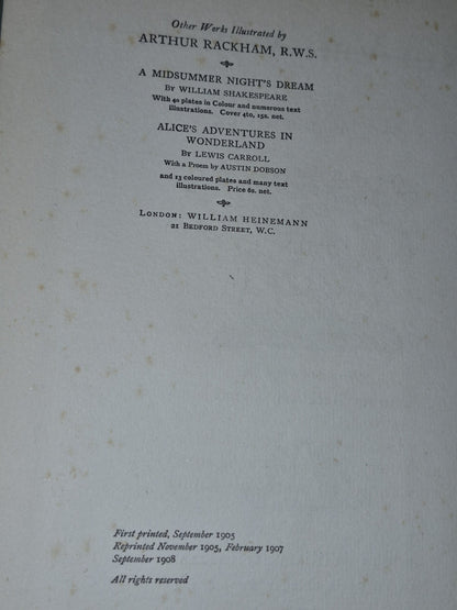 Rip van Winkle WASHINGTON IRVING Illustrated ARTHUR RACKHAM Heinemann 1908 Print7