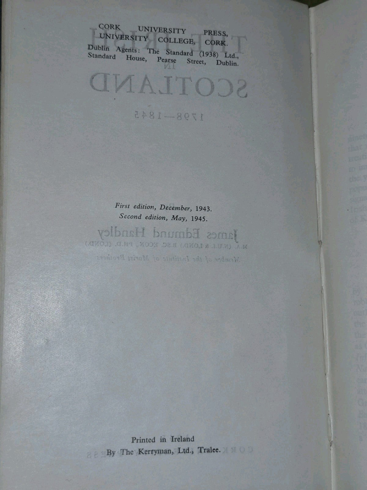 The Irish In Scotland: 1798 - 1845 by J. E. Handley (1945)6