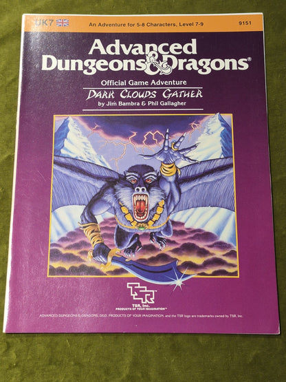 Advanced Dungeons & Dragons - Dark Clouds Gather - UK7 - 9151 - 19850