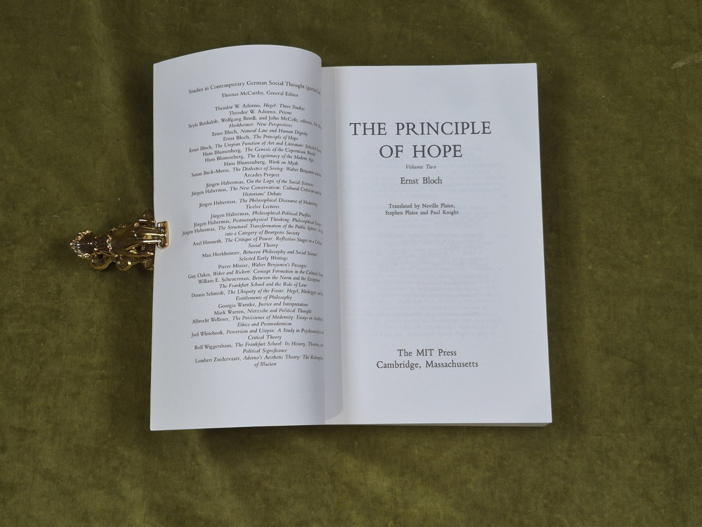The Principle of Hope, Vol. 2 - Ernst Bloch , MIT Press 1959 PB3