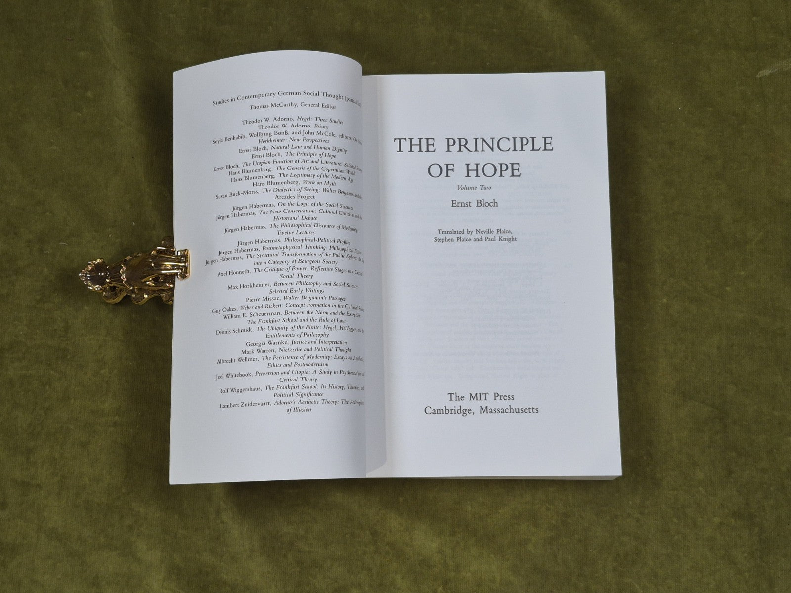 The Principle of Hope, Vol. 2 - Ernst Bloch , MIT Press 1959 PB3