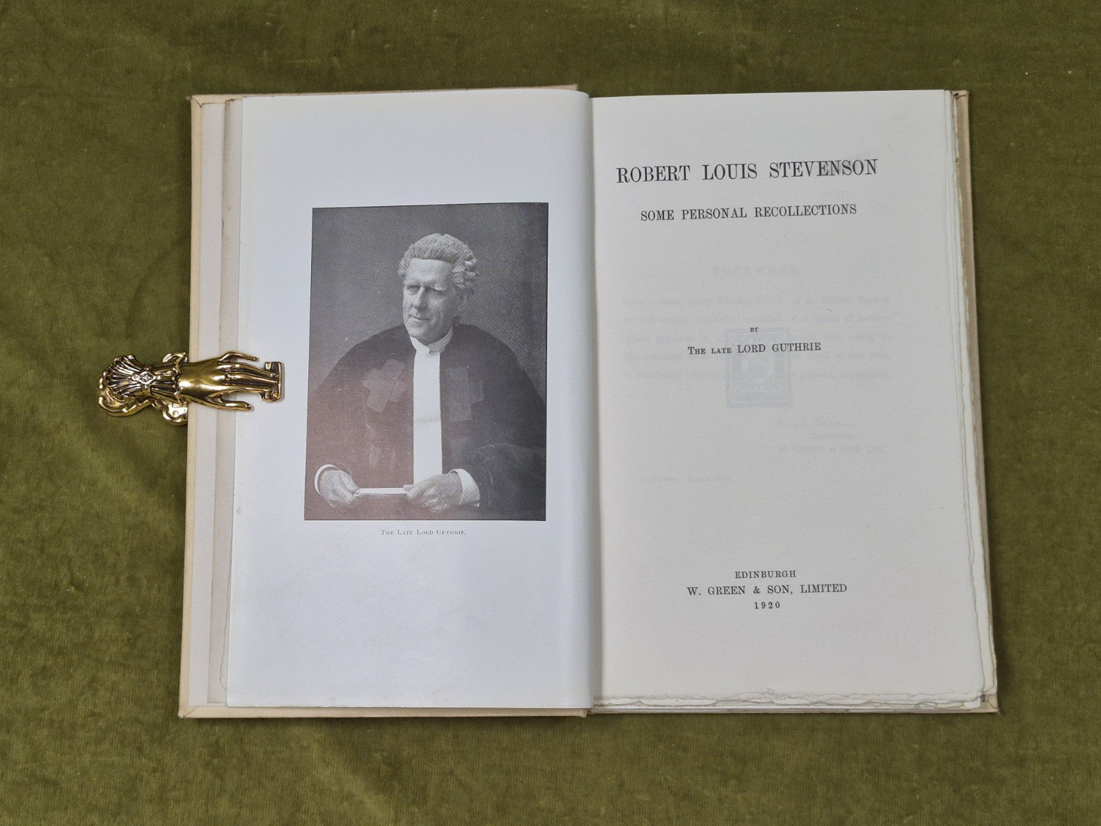 Lord Guthrie  'Robert Louis Stevenson'. W. Green & Son , 1920 Limited 1st Ed3
