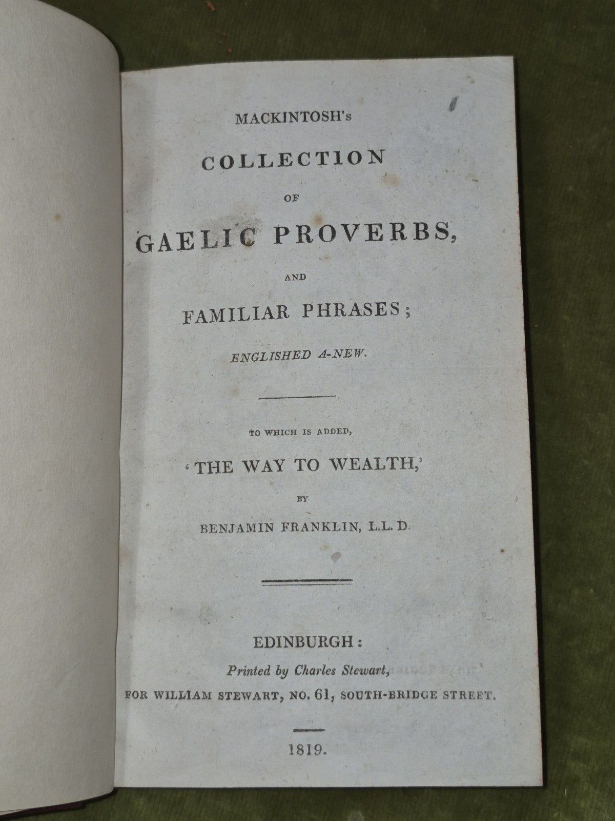 Mackintosh's Gaelic Proverbs 1819 Benjamin Franklin Edinburgh4