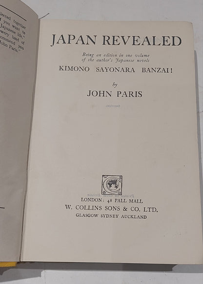 Japan Revealed By John Paris, 1st Edition, Collins Sons & Co2