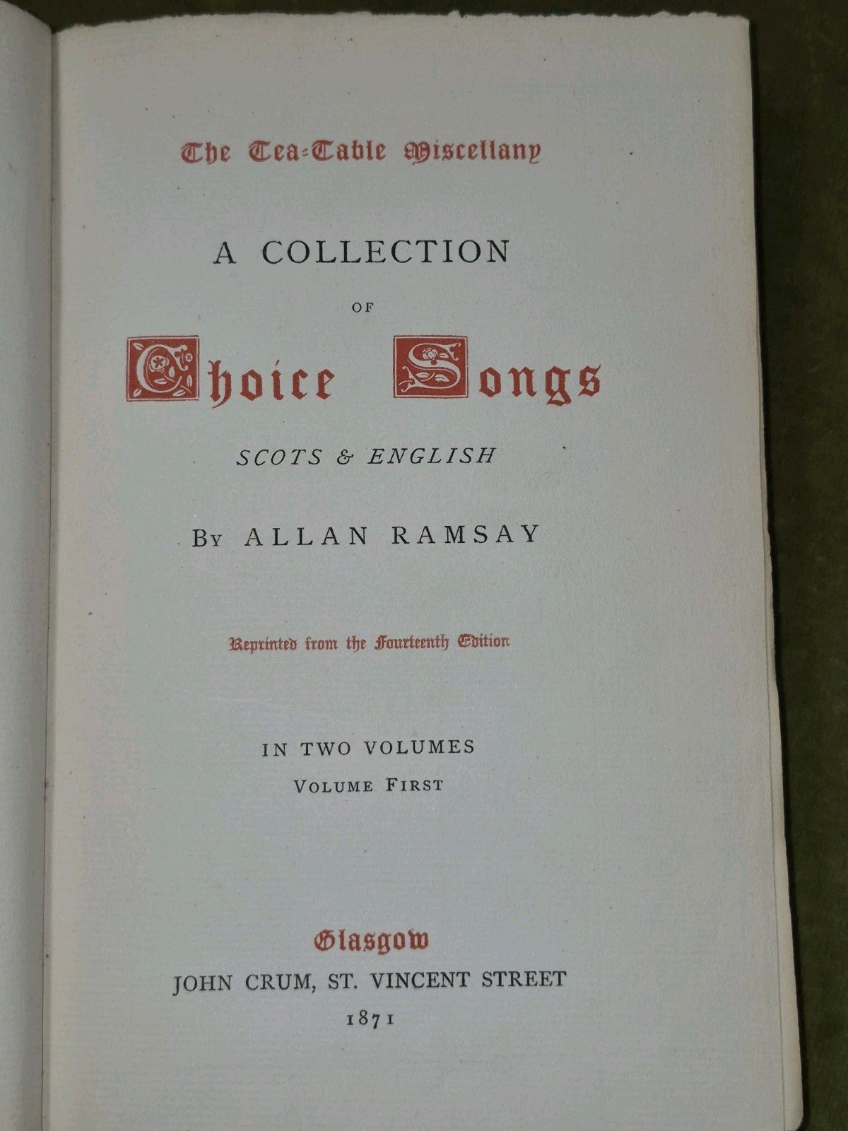 Allan Ramsay – The Tea-Table Miscellany Set (1871) Scots & English Songs 2 Vol.7