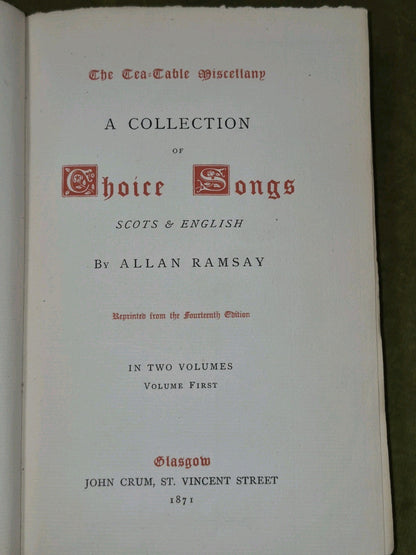 Allan Ramsay – The Tea-Table Miscellany Set (1871) Scots & English Songs 2 Vol.7
