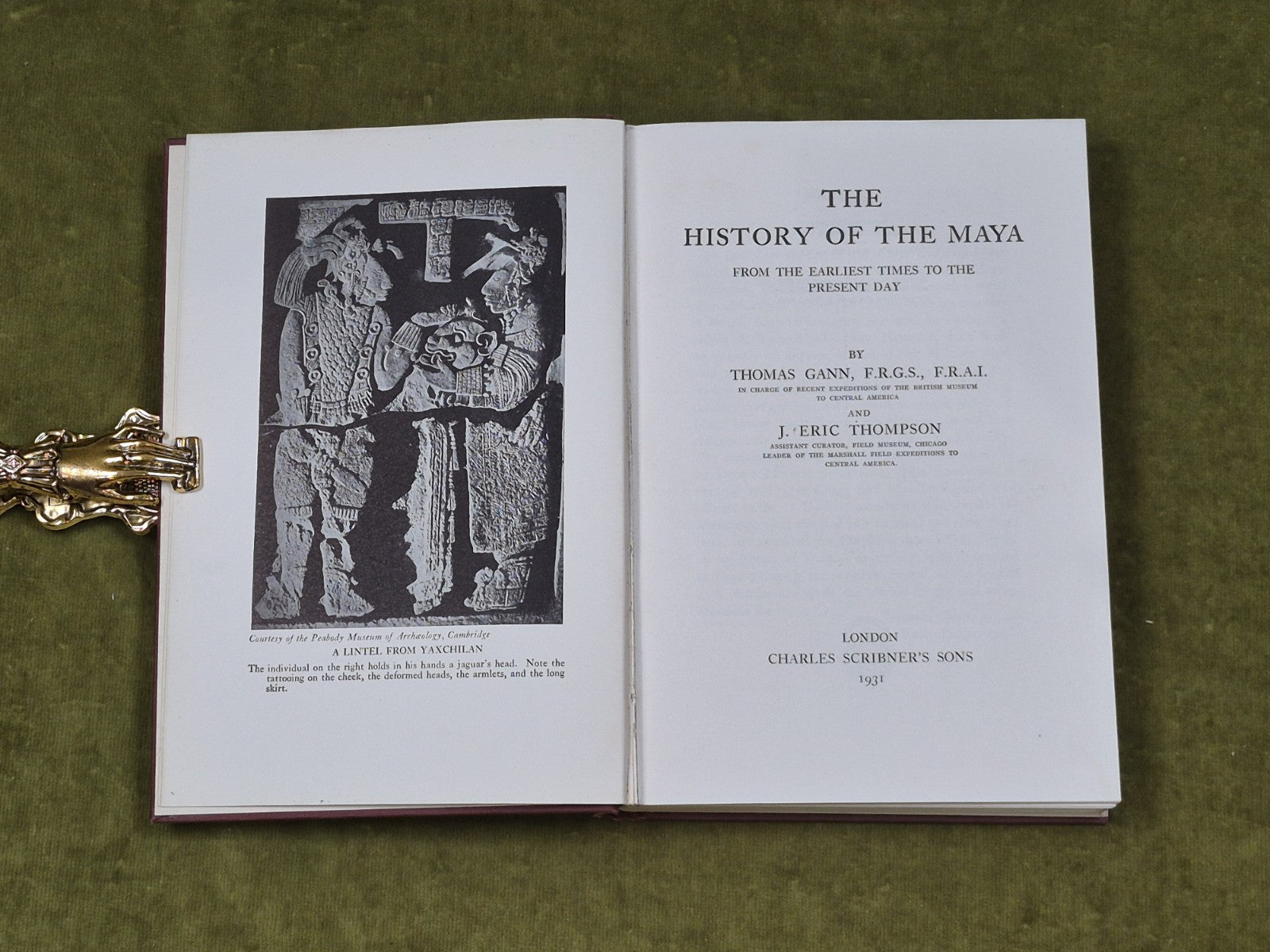 The History of the Maya - Thomas Gann , J Eric Thompson , Scribner 1931 1st HB4