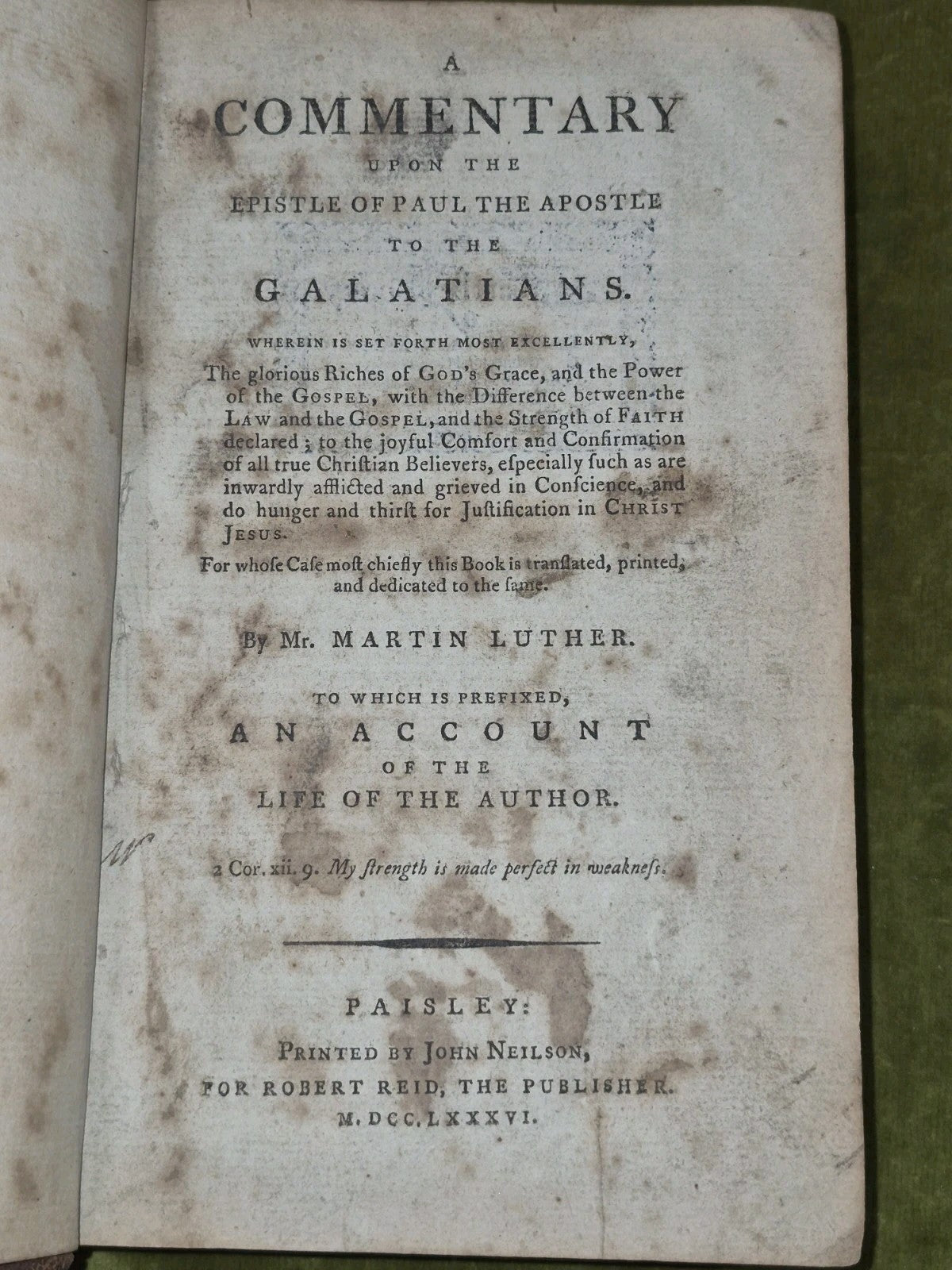 Commentary Paul Galatians Martin Luther 1786 Paisley John Neilson8
