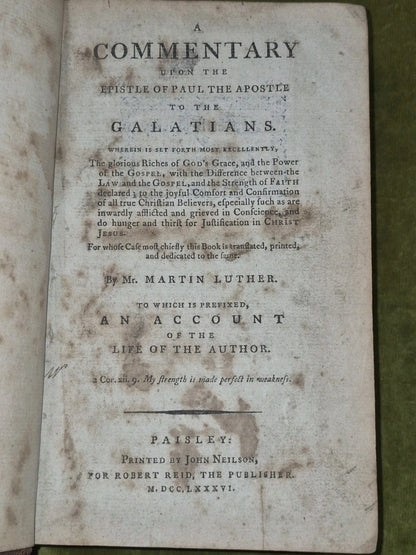 Commentary Paul Galatians Martin Luther 1786 Paisley John Neilson8