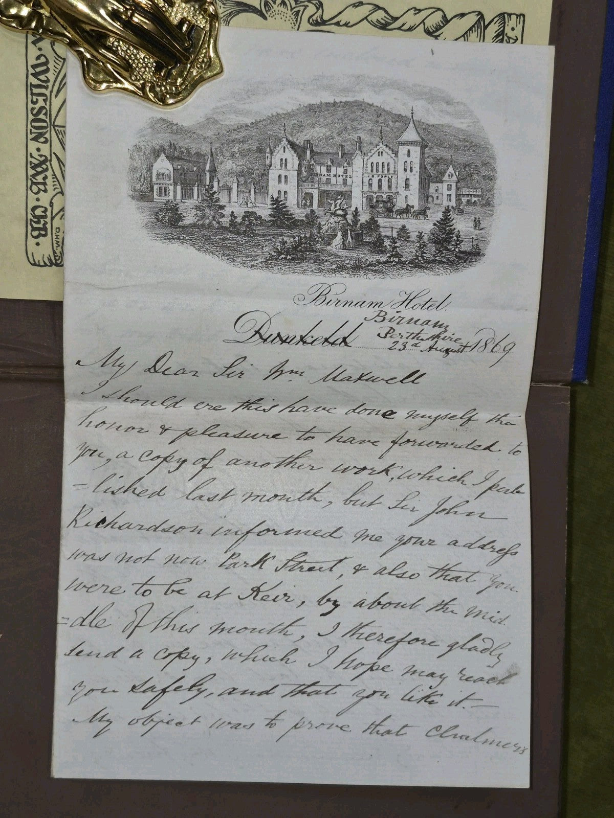 Gaelic Topography of Scotland Letter to Sir Stirling-Maxwell from Robertson 18695