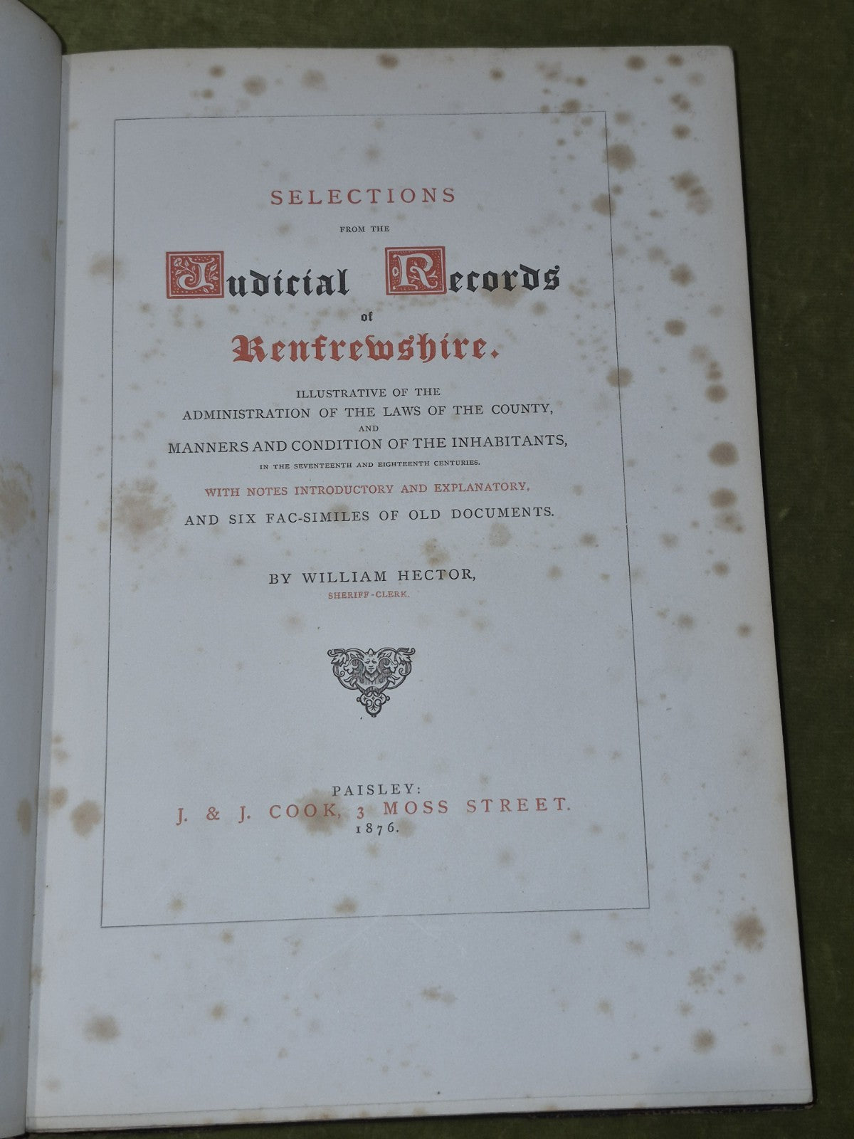 Judicial Records of Renfrewshire 1876/8 William Hector Series 1 + 2 Leather Bind4