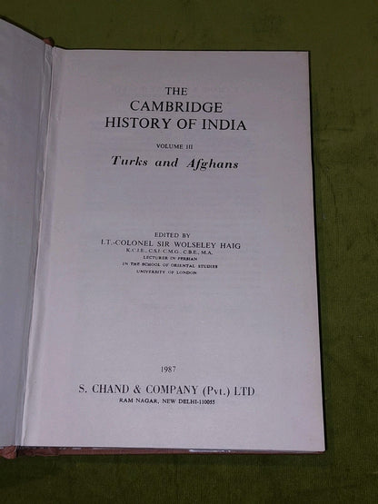 The Cambridge History Of India Vol. 3 By Wolseley Haig  (1987) Hb3