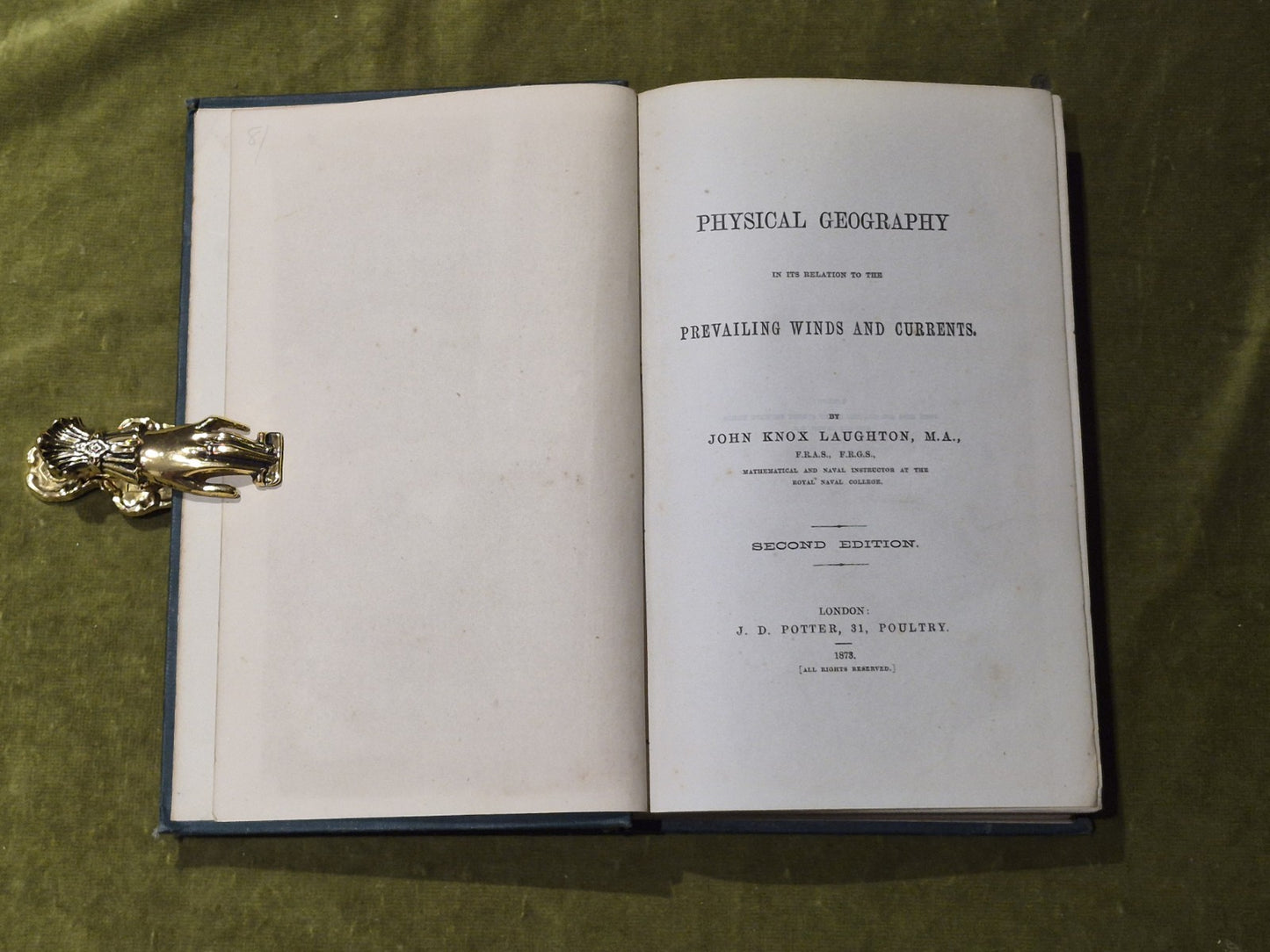 Physical Geography , Prevailing Winds and Currents - John Knox Laughton 1873 2nd5