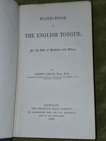 Hand-Book of The English Tongue for the Use of Students and Others 1866 ANGUS6