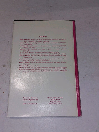 Hegel's Social and Political Thought, Donald Verene (1980) Hb Book2