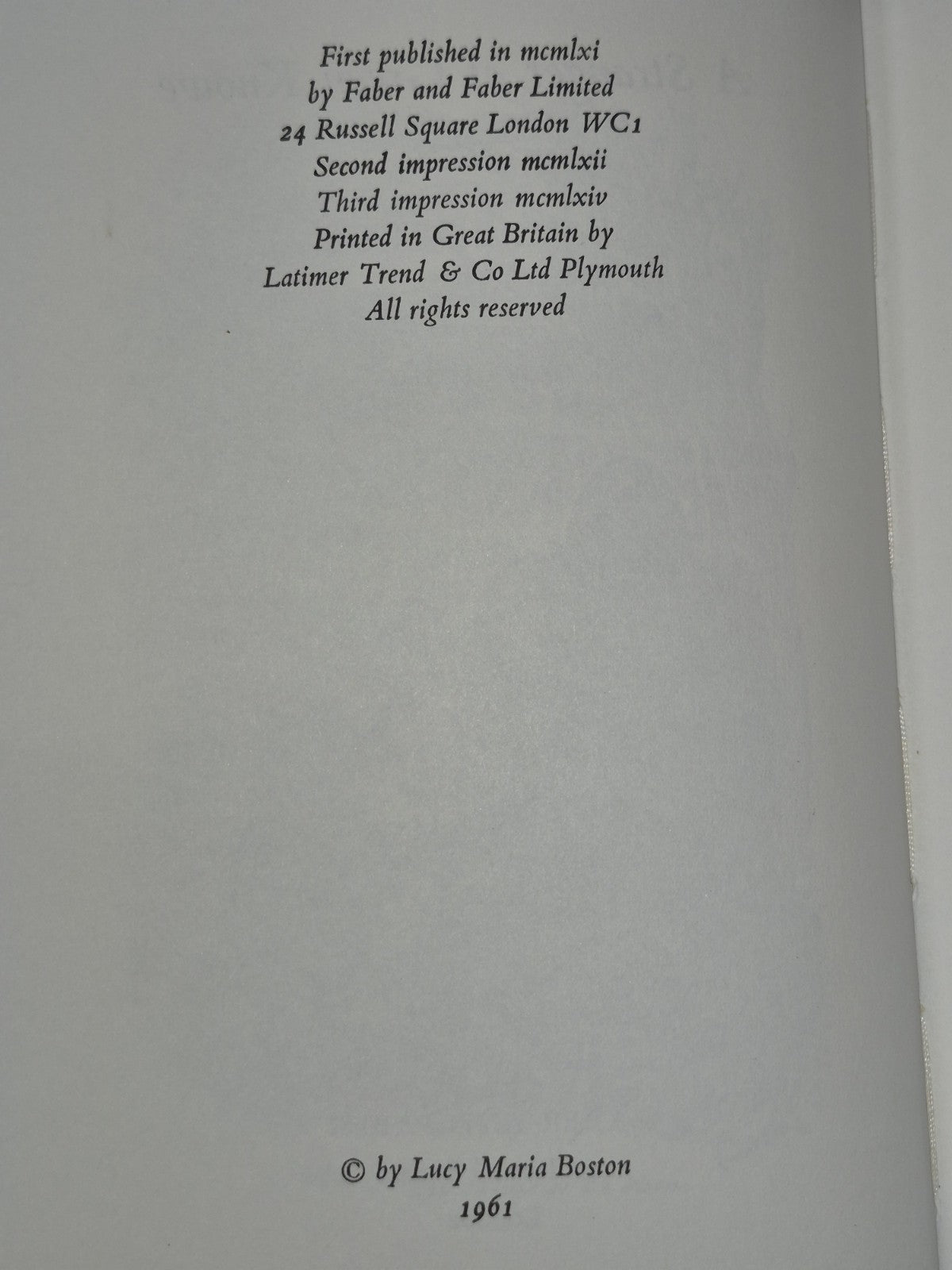 A Stranger at Green Knowe L M Boston Faber and Faber 19685