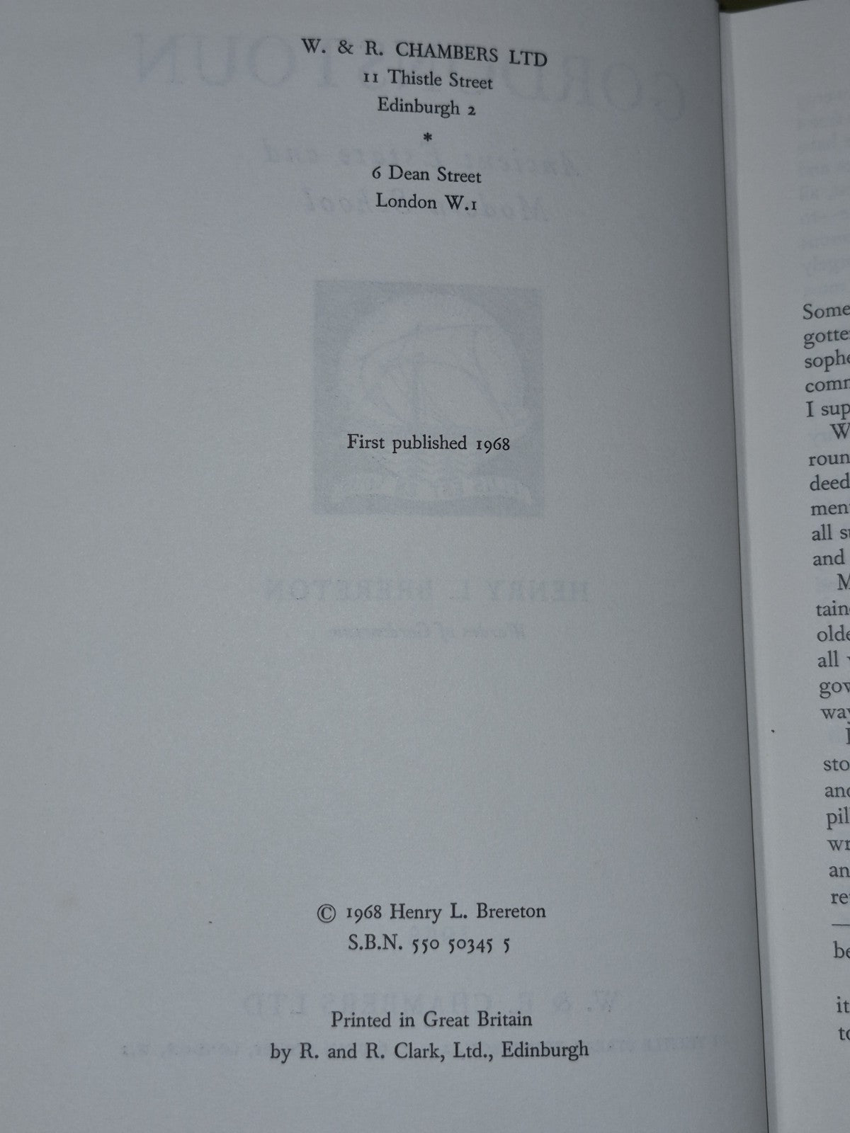 Gordonstoun Ancient Estate and Modern School Henry Brereton W & R Chambers 19686