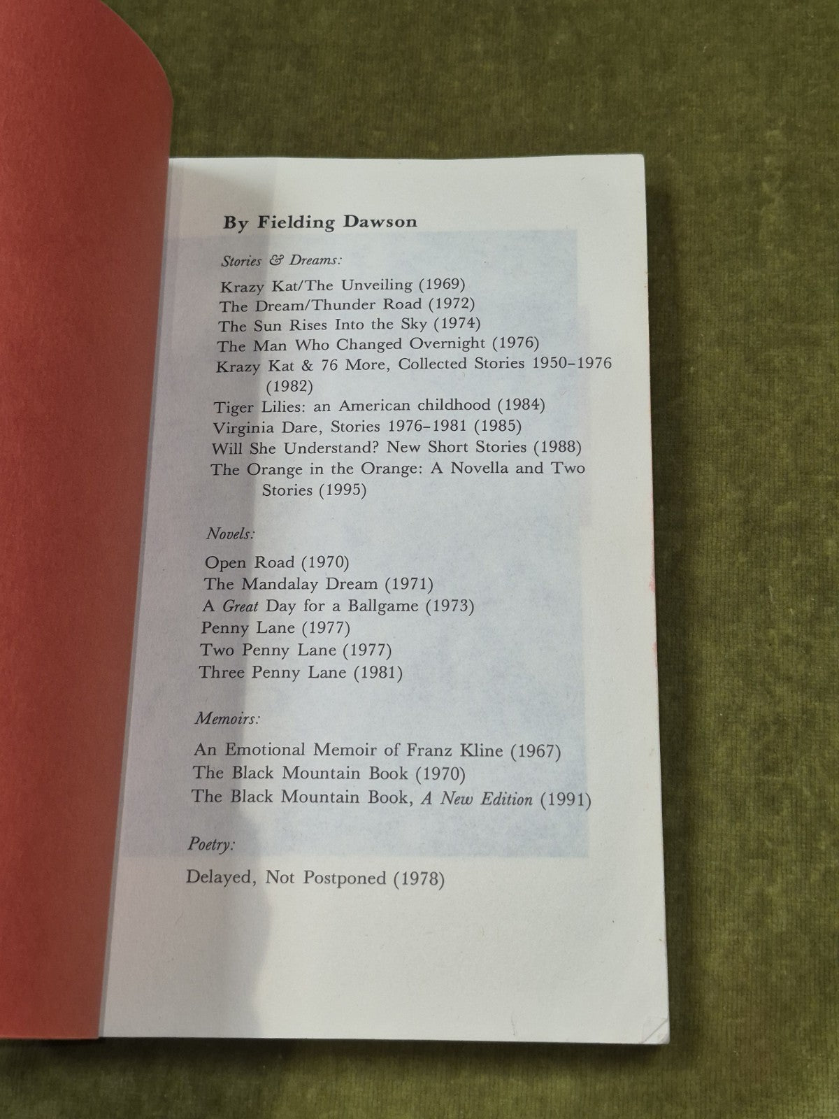 Orange in the Orange Fielding Dawson Black Sparrow Press  1995 PB4