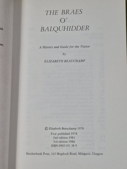 The Braes O' Balquhidder - Elizabeth Beauchamp 1986 3rd  Nice SC3
