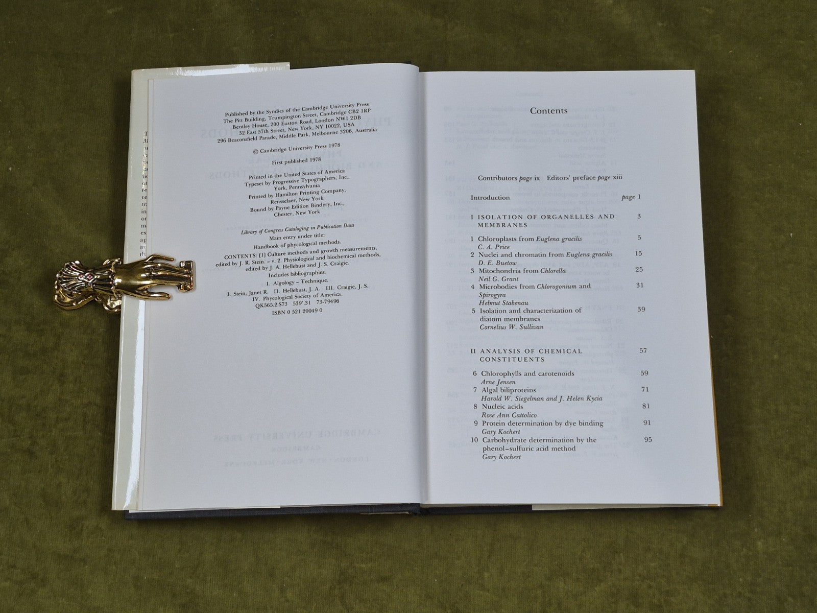 Handbook of Phycological Methods - Hellebust , Cragie , Cambridge 1978 HB DJ5