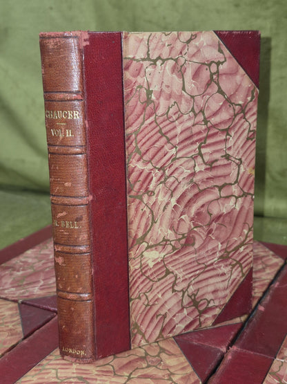 Poetical Works of Geoffrey Chaucer Robert Bell 1855 Set of 7 Books4