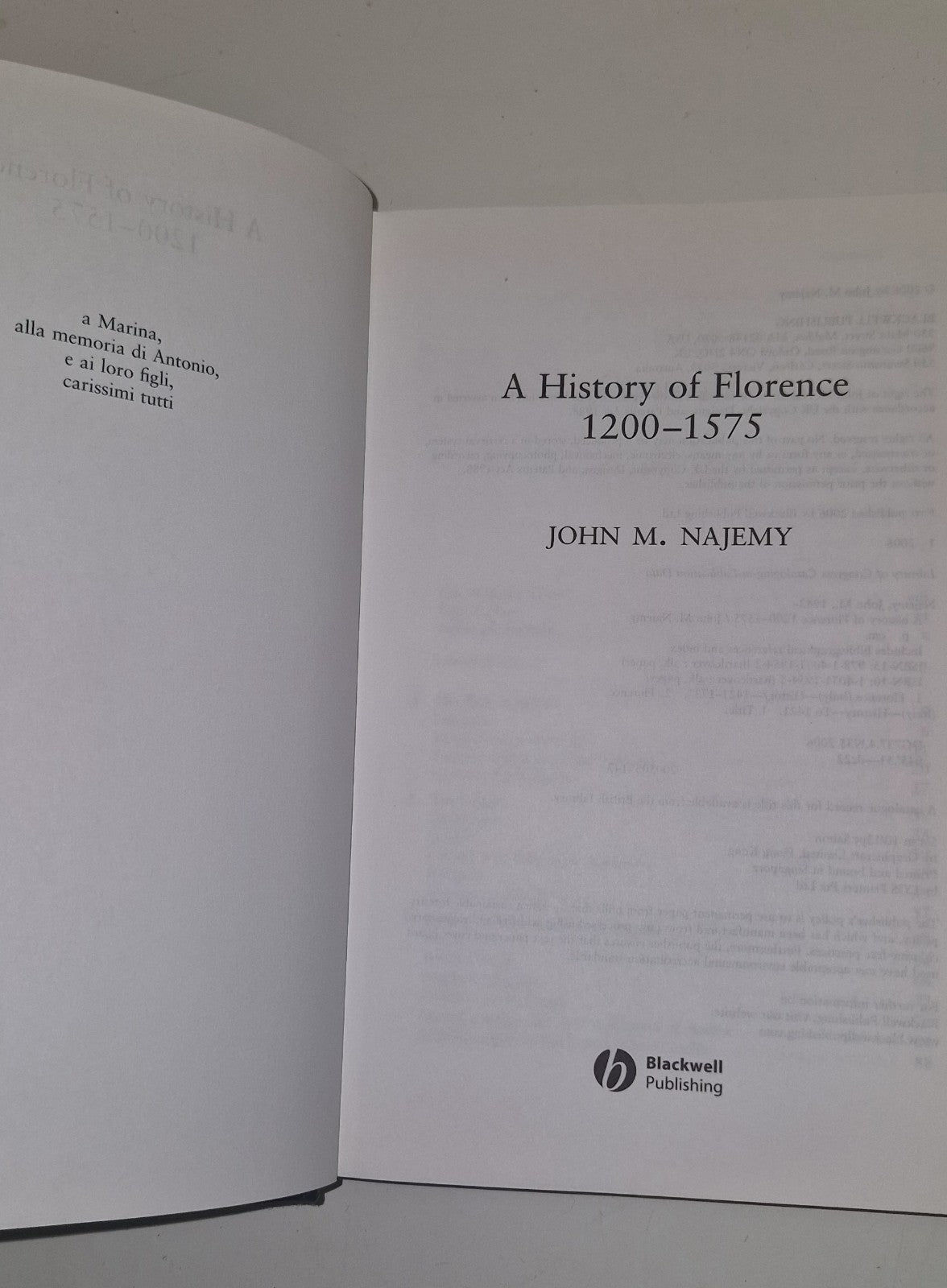 A History of Florence 1200–1575 Najemy Hardback Wiley–Blackwell Book2