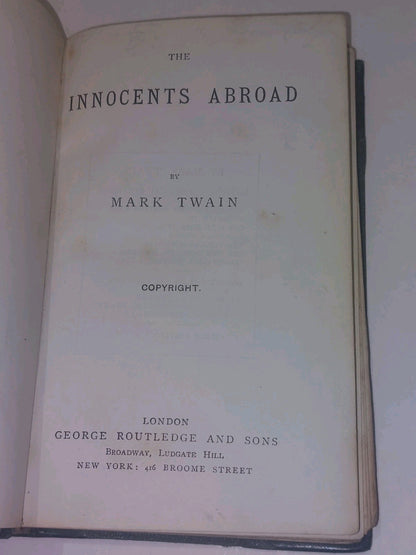 The Innocents Abroad by Mark Twain - Quarter Leather Bound [George Routledge] Hb3