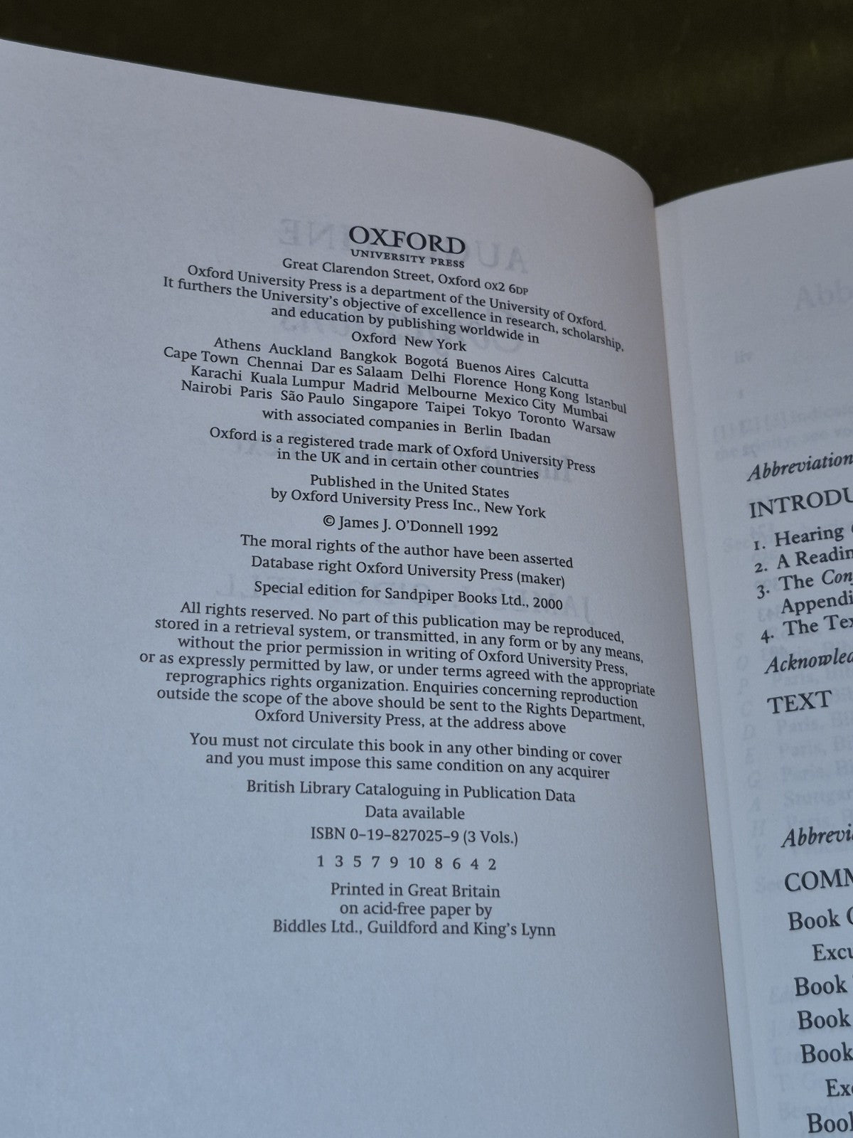 Augustine : Confessions – J. O’Donnell - Oxford Uni Press - 2000 [3 volume set]6