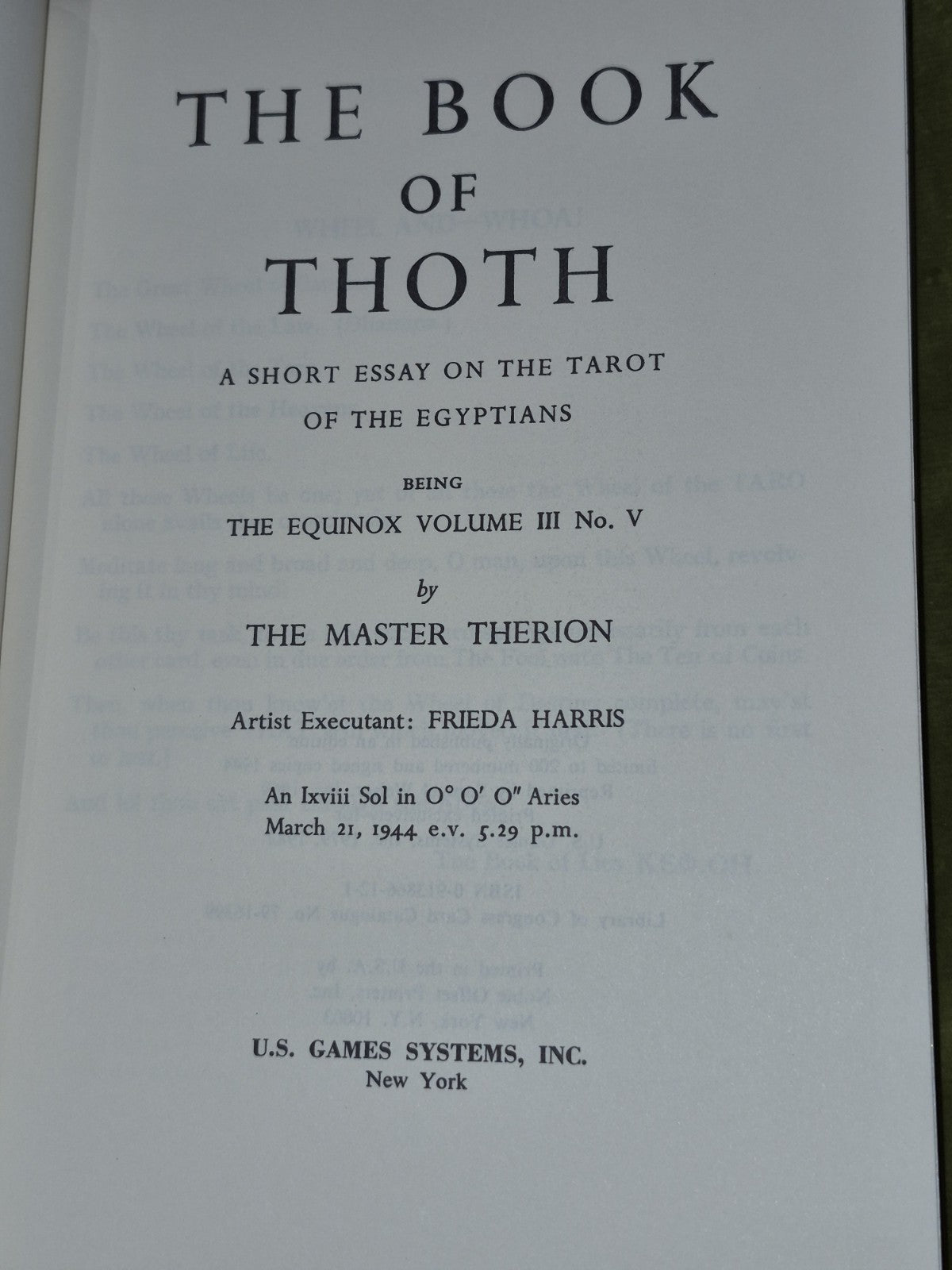 Aleister CROWLEY. The Book of Thoth. (Samuel Weiser, 1982)4