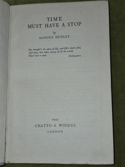 Time Must Have a Stop, Aldous Huxley 1945 1st Edition Dust Jacket4