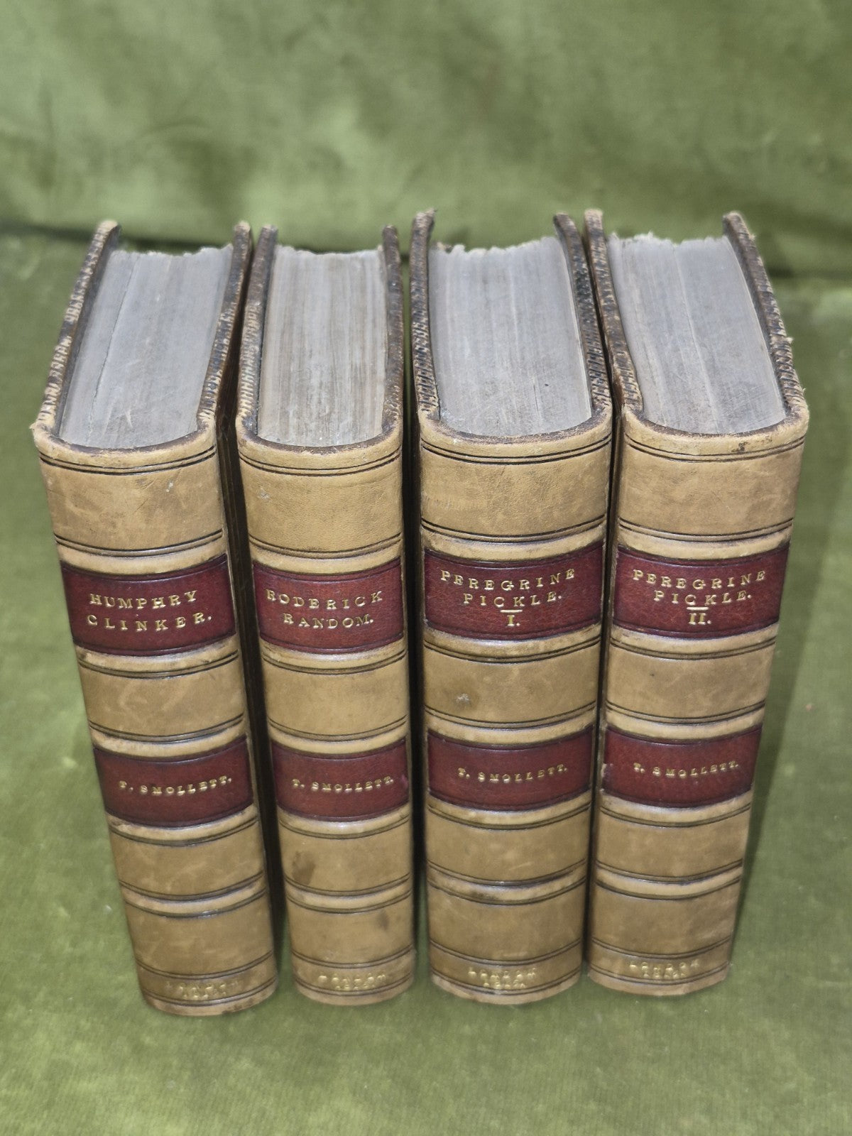 T Smollett Peregrine Pickle Humphry Clinker Roderick Random 1815 Set Leather2