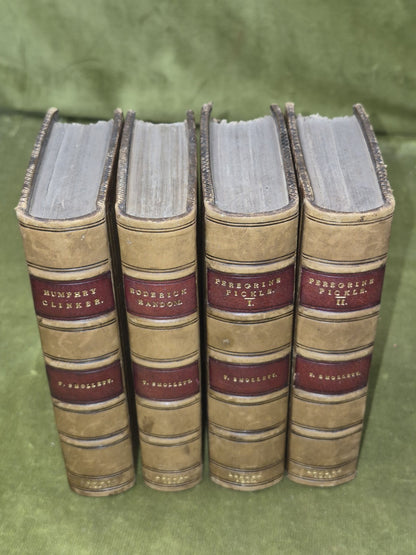 T Smollett Peregrine Pickle Humphry Clinker Roderick Random 1815 Set Leather2